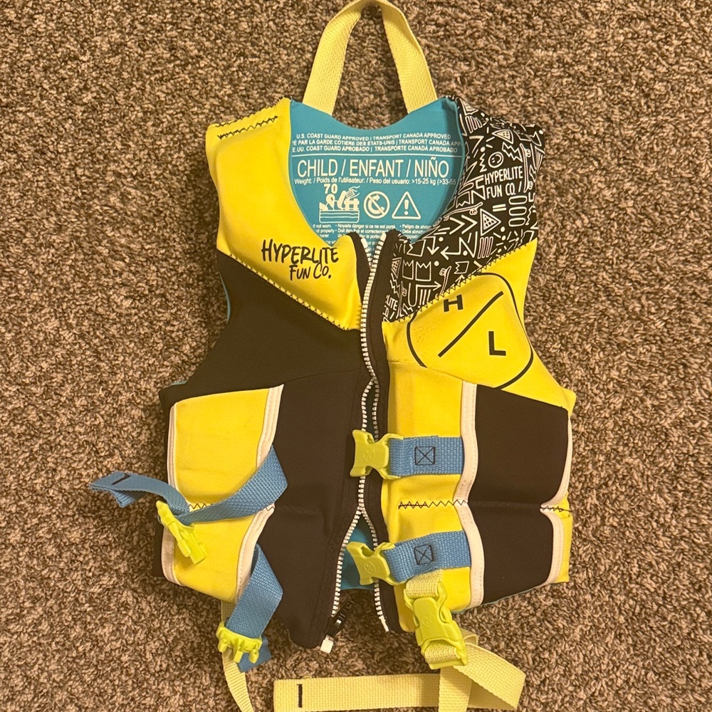 Hyperlite Fun Co. Kids Yellow and Black Life Vest